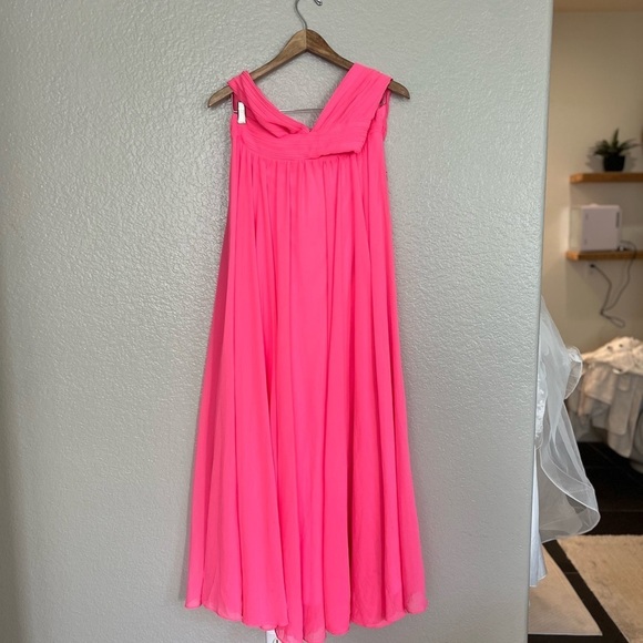 NWOT Vivid Imagination Neon Pink Cutout Maxi Dress - Picture 5 of 6